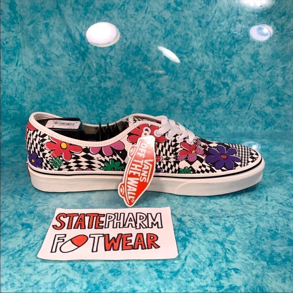 Vans Authentic 'Floral Checker' Men’s Low Top Skate Shoes - Picture 2 of 4